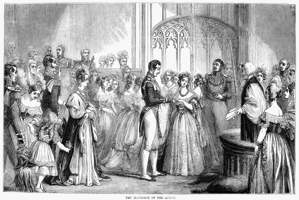 Queen Victoria and Prince Albert Wedding 19th Century Wood Engraving Print