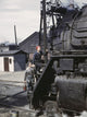Railroad Workers Cleaning Locomotives in Clinton, Iowa - Fine Art Print by Jack Delano