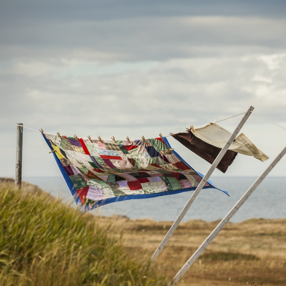 Patchwork Blanket and Pillow Cases Poster Print by Susan Dykstra - Newfoundland, Canada