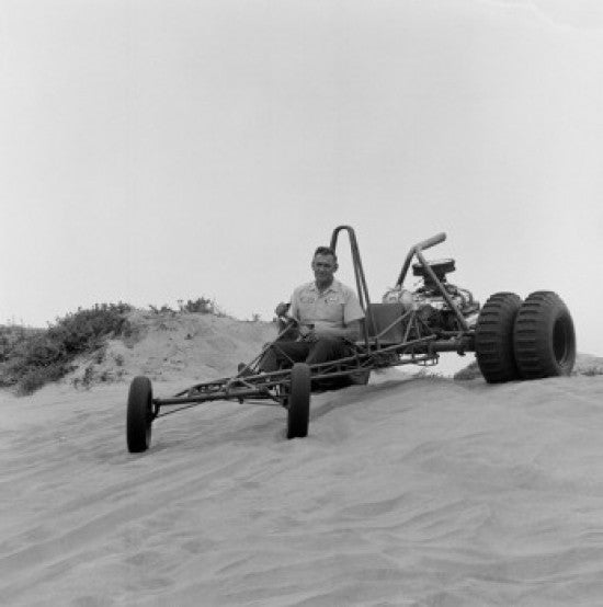 Man Riding Beach Buggy on Sand Dunes Fine Art Print