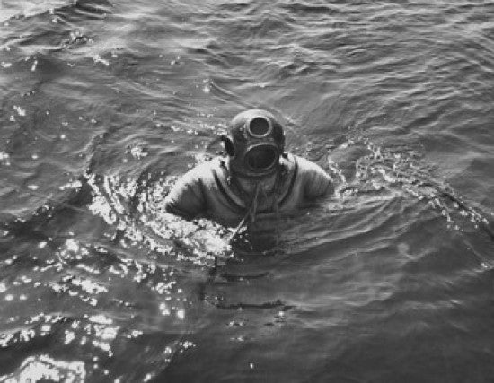 Deep-Sea Diver Swimming in Tarpon Springs, Florida Fine Art Print