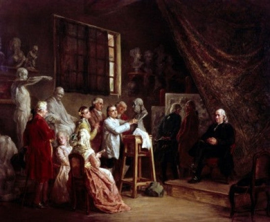 Benjamin Franklin in the Studio of Houdon Fine Art Print by Leon Marie C. Dansaert