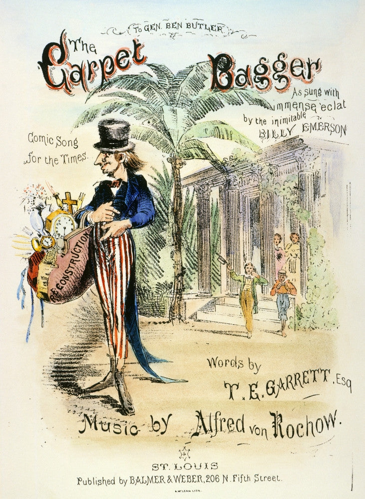 The Carpet Bagger C1869 Lithograph Song Sheet Music Cover Poster Print
