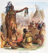 Chief Pontiac in Council with Ottawa Elders - 19th Century Engraving
