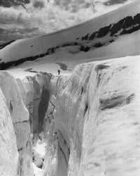 Person Skiing Near Eliot Glacier Crevasse - Mount Hood Poster Print