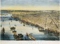 Bird's Eye View of Philadelphia, 1850 Lithograph Print