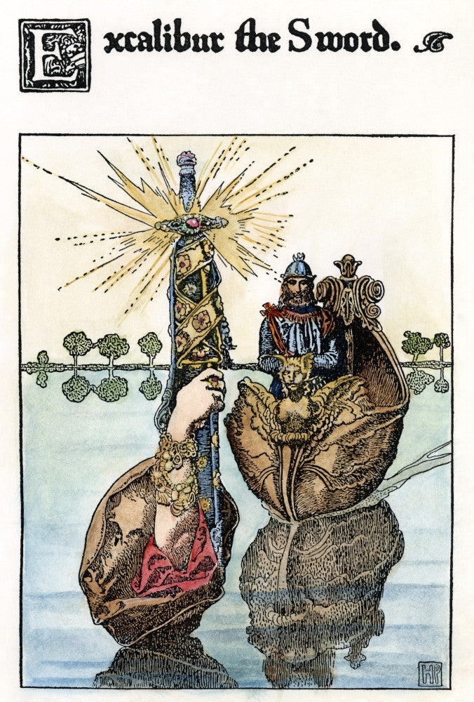 King Arthur Receiving Excalibur from the Lady of the Lake Fine Art Print by Howard Pyle