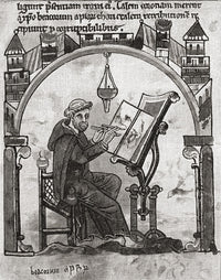 A Monk at His Desk in a Scriptorium, c. 1200 Fine Art Print