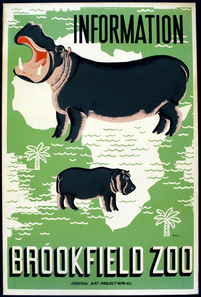 Brookfield Zoo Silkscreen Art Print by Mildred Waltrip, 1937