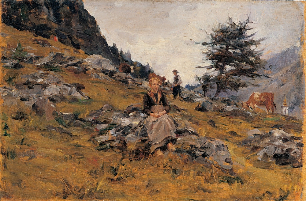 Cosola Demetrio Pasture Near Gressoney Fine Art Print - 19th Century