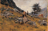 Cosola Demetrio Pasture Near Gressoney Fine Art Print - 19th Century