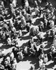 High Angle View of a Large Group of People Walking Fine Art Print