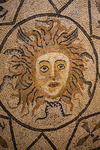 Volubilis Ancient Sun Face Mosaic Tile Fine Art Print by Jolly Sienda