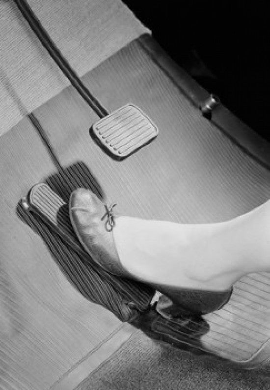 Woman's Foot on Car Brake Pedal Fine Art Print
