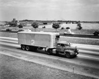 High Angle View of a Truck Moving on a Road Fine Art Print