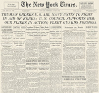 The New York Times Front Page - Korean War Announcement Poster Print