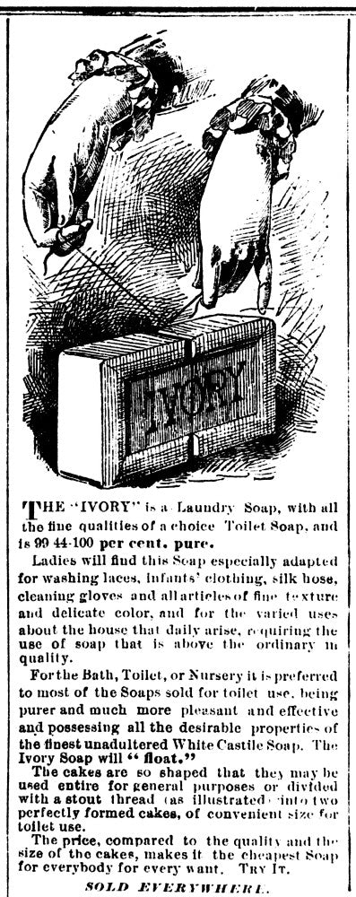 Procter & Gamble Ivory Soap Advertisement Fine Art Print, 1882