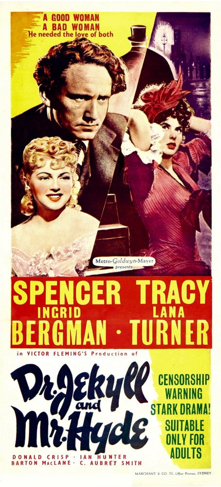 Dr. Jekyll and Mr. Hyde Movie Poster Print Featuring Spencer Tracy and Ingrid Bergman