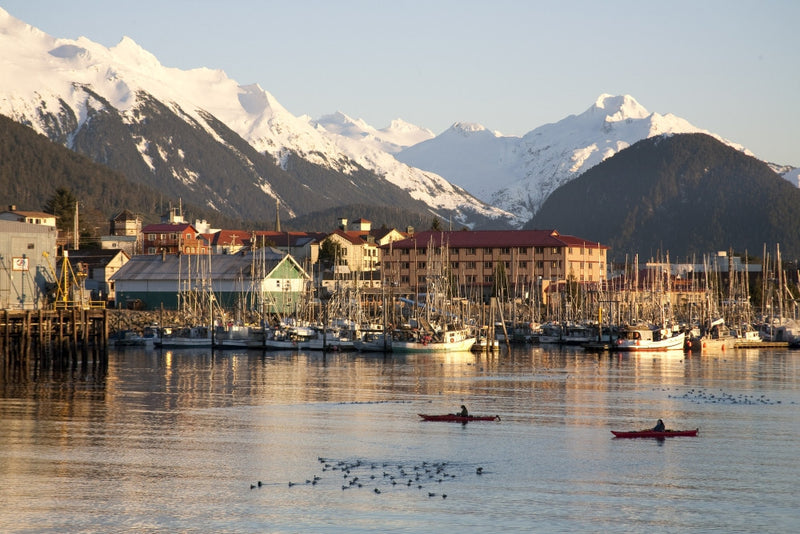 Kayakers at Sunset in Sitka Sound Fine Art Print