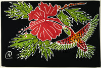 Batik Hummingbird Fine Art Print - Vibrant Hibiscus Design