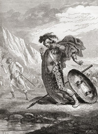 David and Goliath Fine Art Print from the Children's Bible by Ken Welsh
