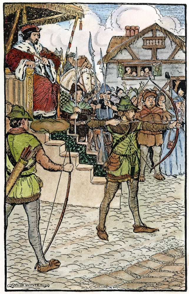 Robin Hood Competing at Prince John's Archery Tournament Fine Art Print by Milo Winter