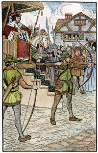 Robin Hood Competing at Prince John's Archery Tournament Fine Art Print by Milo Winter