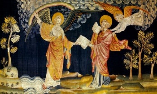 Apocalypse - St. John Takes Book from 7th Angel Tapestry Print