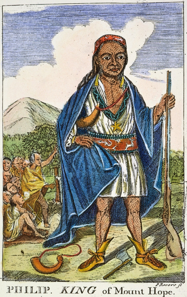 Philip Metacomet Wampanoag Chief Copper Engraving by Paul Revere