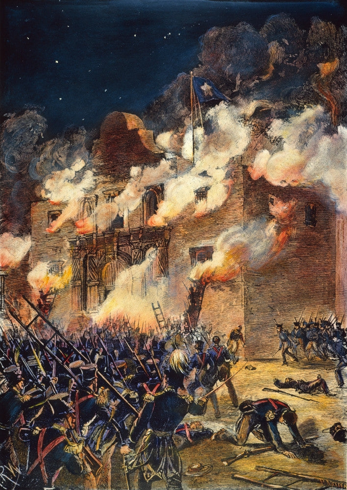 The Alamo Siege Line Engraving Fine Art Print (1836) by Granger Collection