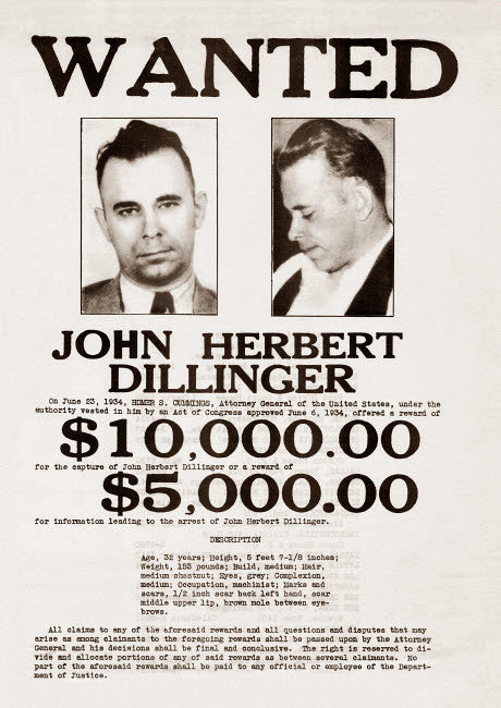 John Dillinger Wanted Poster Fine Art Print by John Parrot