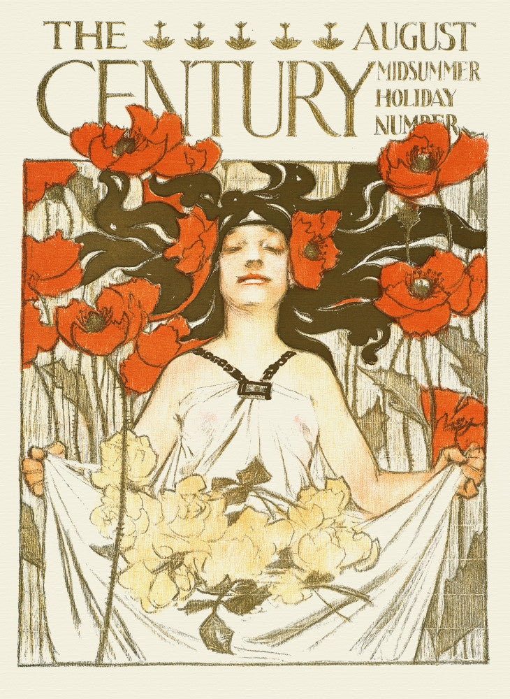 A Woman Holds Flowers in Her Skirt Fine Art Print by J. C. Leyendecker