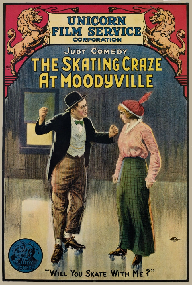 The Skating Craze At Moodyville 1916 Movie Poster Print
