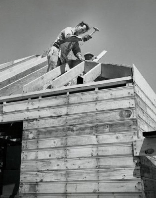 Low Angle View of Two Construction Workers Fine Art Print