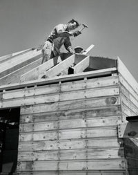 Low Angle View of Two Construction Workers Fine Art Print