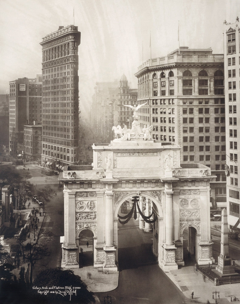 Bird's Eye View of Victory Arch and Flatiron Building, New York (C1919) Fine Art Print