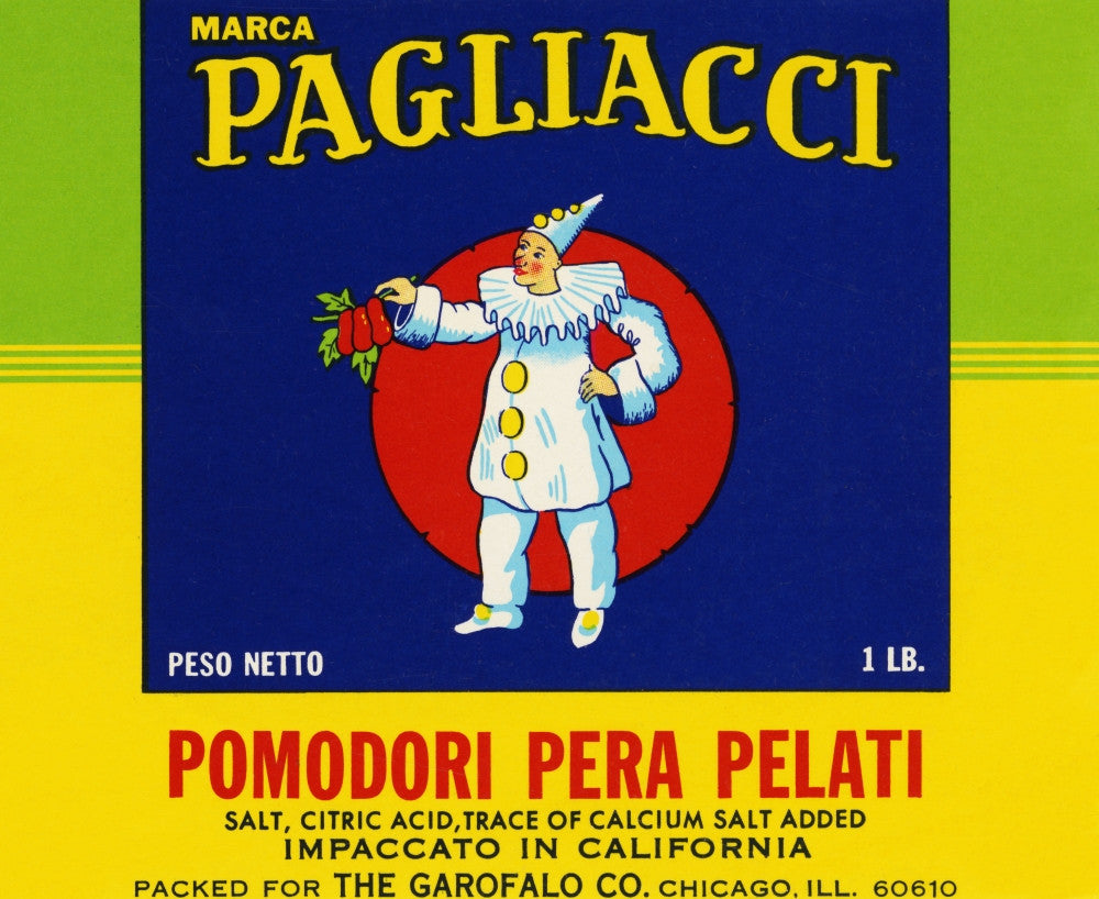 Pagliacci Brand Peeled Pear Tomatoes Clown Poster Print