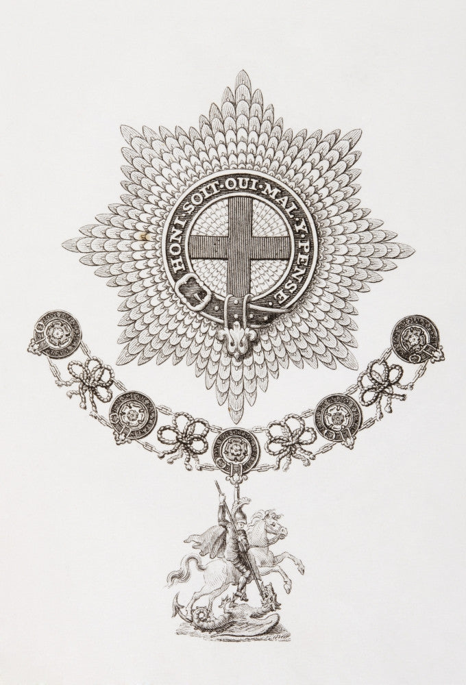 Star, Collar, and Badge of the Order of the Garter Fine Art Print - 1820