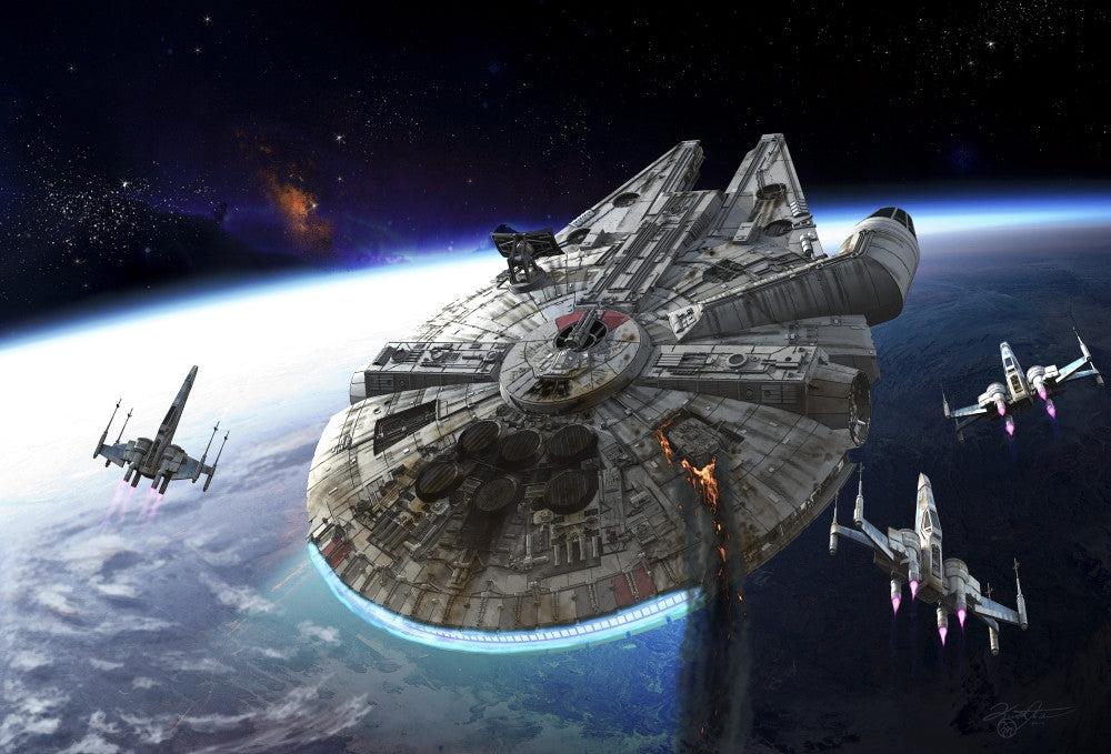 Star Wars Millennium Falcon with X-Wings Poster Print