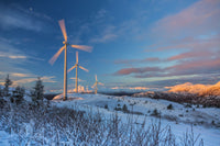 Wind Turbines and Gibbous Moon Fine Art Print - Kodiak, Alaska