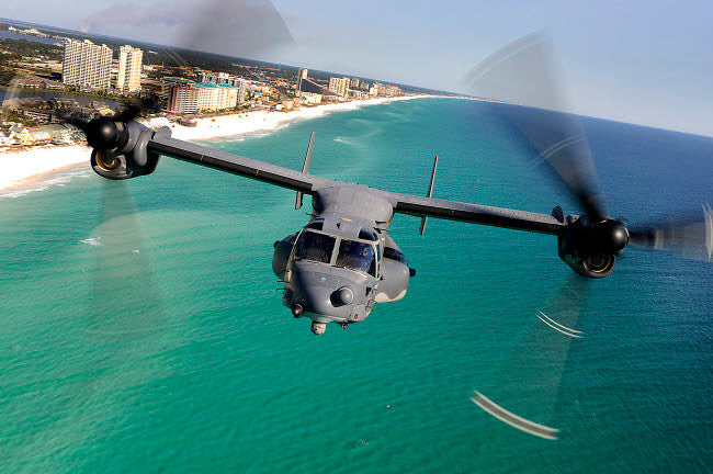 CV-22 Osprey Aircraft Over Florida's Emerald Coast Fine Art Print by Stocktrek Images