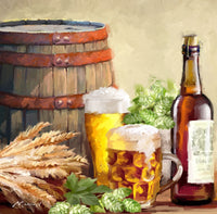 Beer and Hops Fine Art Print by The Macneil Studio - 12x12