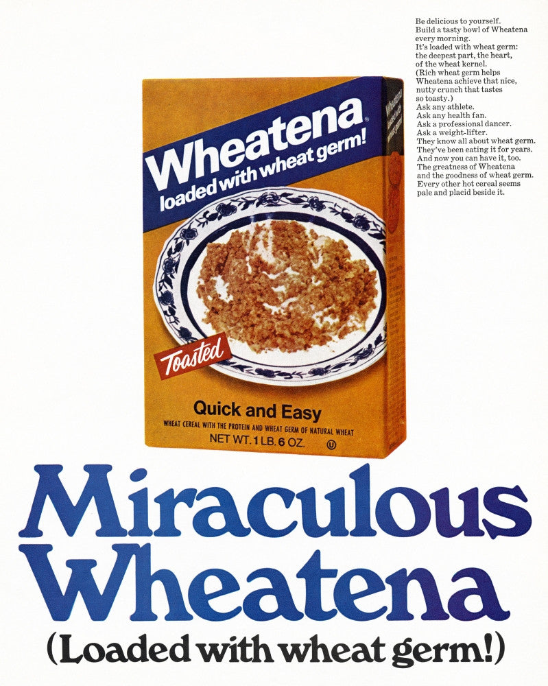 Vintage Wheatena Cereal Advertisement Fine Art Print - 1968