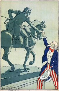 WWI Poster Print: Uncle Sam and Marquis de Lafayette by Eugene Courboin