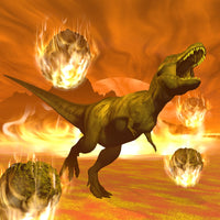 Tyrannosaurus Rex Escaping Meteorite Crash Fine Art Print