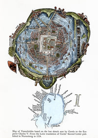 Plan of Tenochtitlan Fine Art Print - Historical Map from 1524