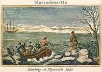 Plymouth Rock Landing Fine Art Print - Colored Engraving (1829)