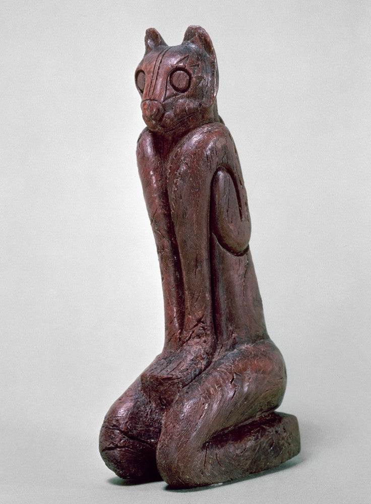 Key Dwellers Cat Figure Fine Art Print - Carved Wood Sculpture