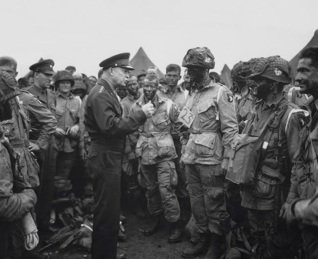 General Dwight D. Eisenhower with 101st Airborne Soldiers Poster Print by John Parrot