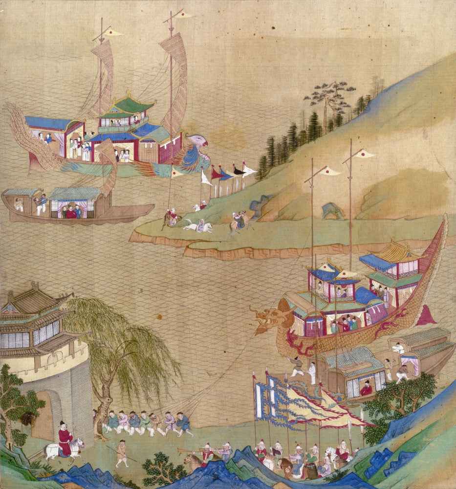 China: Sui Emperor Nyang Ti and His Fleet of Boats Fine Art Print